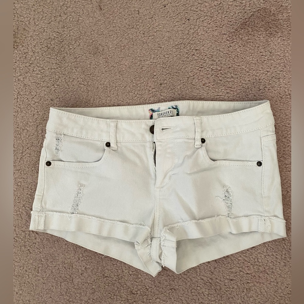 White jean shorts